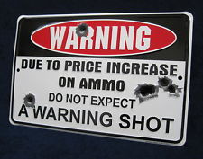 WARNING GUN SHOT Embossed Metal Tin Sign Man Cave Rifle Pistol Hunting ...