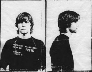 Kurt Cobain, in a mugshot after being arrested for vandalism. Unknown ...