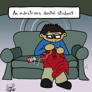 Toothless Toops Cartoons • An Industrious Dental Student