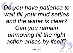 do you have patience to wait till your mud lao tzu