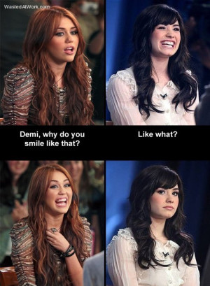 demi lovato, funny, miley cyrus, smile