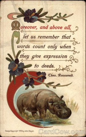 Vintage postcard with Theodore Roosevelt quote