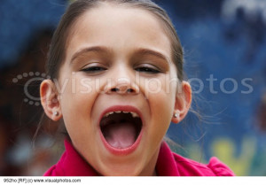 Portrait Girl With Her Mouth Open Stock Photos
