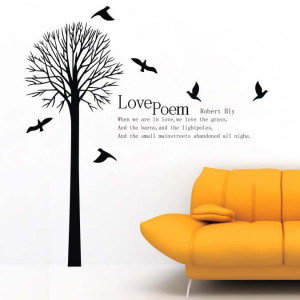 beautiful tree bird quote wall sticker home decals removable pvc wall ...