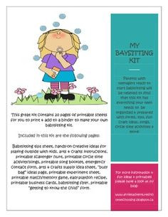 ... babysitting career! Forms, craft ideas, business cards, flyer etc