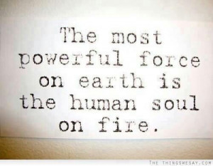 The most powerful force on earth is the human soul on fire.