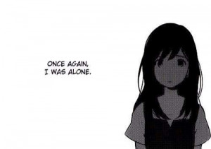 alone, anime girl, black n white, cry, darkness, depress, girl, japan ...