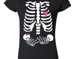 Skeleton Baby Twins Halloween T-shirt Tshirt Tee Shirt Gift Mother ...