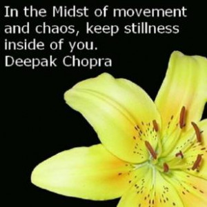 ... movement and chaos, keep stillness inside of you. ” ~ Deepak Chopra
