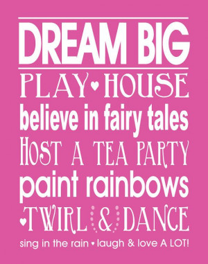 Girls Bedroom Quotes Dream Big AND Play Room Rules Print Set of (2) 8 ...