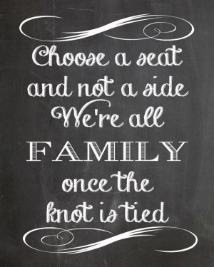 Choose A Seat Not A Side Chalkboard Wedding Sign by PaperCutCards