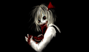 dark horror anime macabre blood guts evil girl wallpaper background