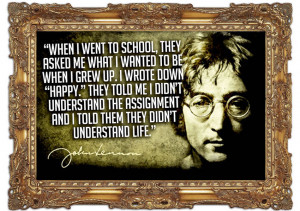 Show details for Motivational Quote Music Quote John Lennon Happy