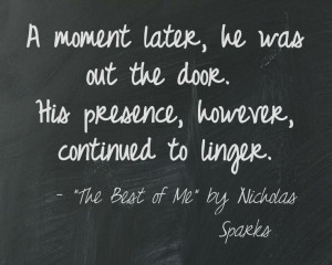 ... continued to linger the best of me by nicholas sparks book quote