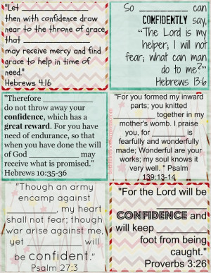 Printable Bible Verse Cards to Personalize on Confidence