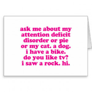 Attention Deficit Disorder Quote Add Adhd Pink Cards