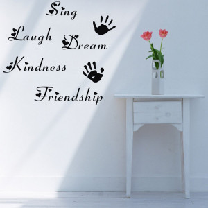 quotes sticker lettering art words dream kindness with handprints ...
