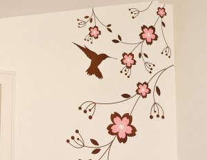 wall stickers animal wall stickers hummingbird and flowers wall ...