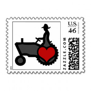 Tractor With Heart Love The Country Postage