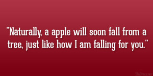 Naturally, a apple will soon fall from a tree, just like how I am ...