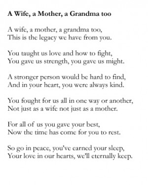 funeral poems about mothers