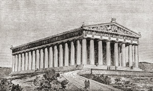 Exterior of the Parthenon in Athens Greece by English School