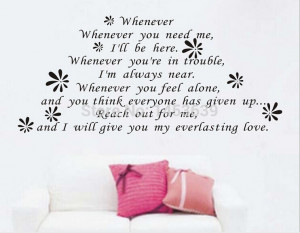Whenever you need me I'll be there Wall quote art sticker for home ...