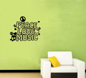 Peace Love and Music Vinyl Wall Quote home decoration(China (Mainland ...