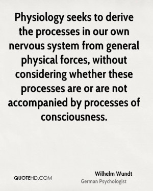 Physiology seeks to derive the processes in our own nervous system ...
