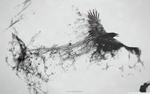 Black And White Monochrome Dark Messenger Birds Digital Artistic Raven ...