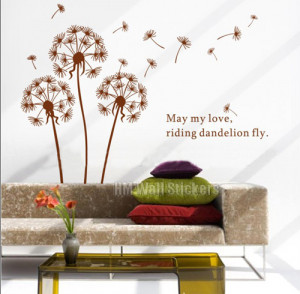 LARGE DANDELIONS with quote wall sticker give a elegant touch to ...