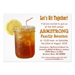 Funny Southern Family Reunion Sweet Tea Custom Announcement