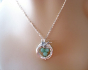 ... Bird Nests, Green Amazonit, Birds Cage, Birds Nests Necklaces, Mothers