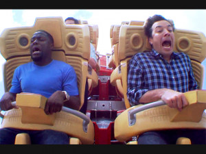 Jimmy Fallon and Kevin Hart conquer their fears aboard a high-flying ...