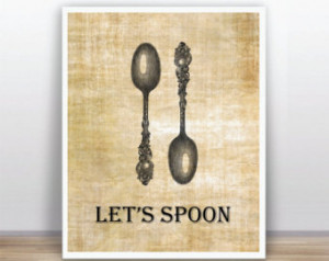 Vintage Kitchen Printable Quote Let 's Spoon Love Valentine Poster ...