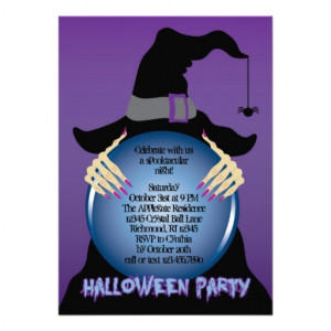 Witches Crystal Ball Halloween Invitation