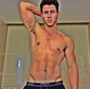 Trend: Nick Jonas was keen to show off the results of his fitness ...