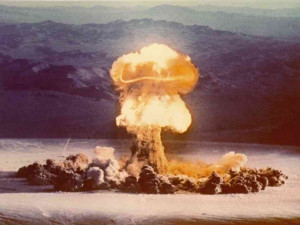 Nuclear bomb tests like this one, conducted at the Nevada Test Site in ...