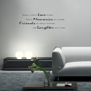 where Love resides...Friends ... Laughter never ends wall decals quote ...
