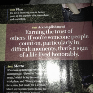 Quote from Rachel Maddow in Oprah magazine