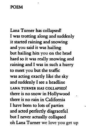 frank o hara poem lana turner has collapsed