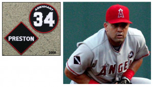 2009 Angels: two separate patches for coach Preston Gomez and pitcher ...