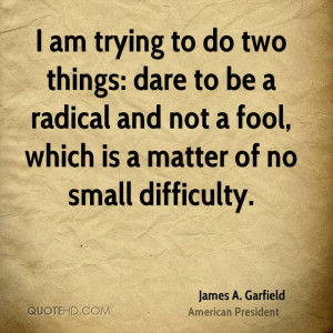 am trying to do two things: dare to be a radical and not a fool ...