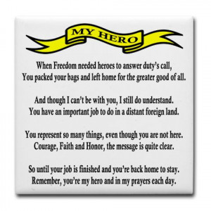 Proud Army Mom Hero Poem Tile Coaster