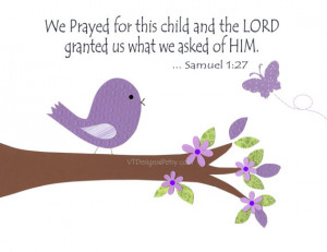 Baptism Gift, Christian Nursery Decor,Baby Girl Nursery, Purple, Bird ...