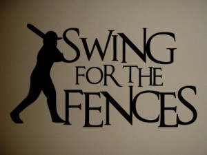 ... Sticker Quote Vinyl Baseball Softball Swing For Fences Kids Wall Quote