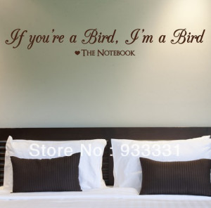 5pcs/lot THE NOTEBOOK, LARGE WALL STICKER, Bird , Quote , Love , Decal ...