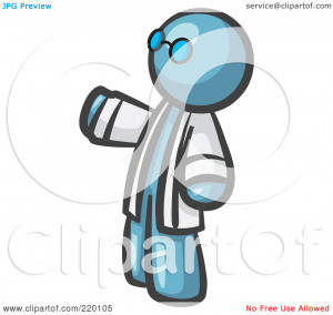 ... Man Scientist Wearing Blue Glasses And A Lab Coat by Leo Blanchette