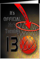 13th Birthday Party Invitations - BASKET BALL -NET - TEEN BOY card ...