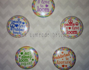 Love to Loom - rainbow sayings for rubber band loom - 5pc finished ...